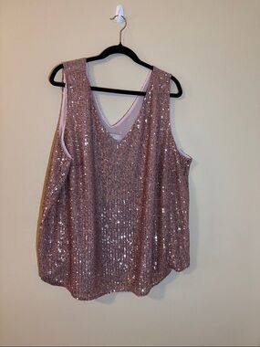 LOFT Rose Gold Sequin V-Neck Tank Top